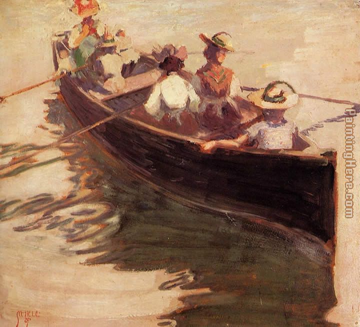 Boating painting - Egon Schiele Boating art painting
